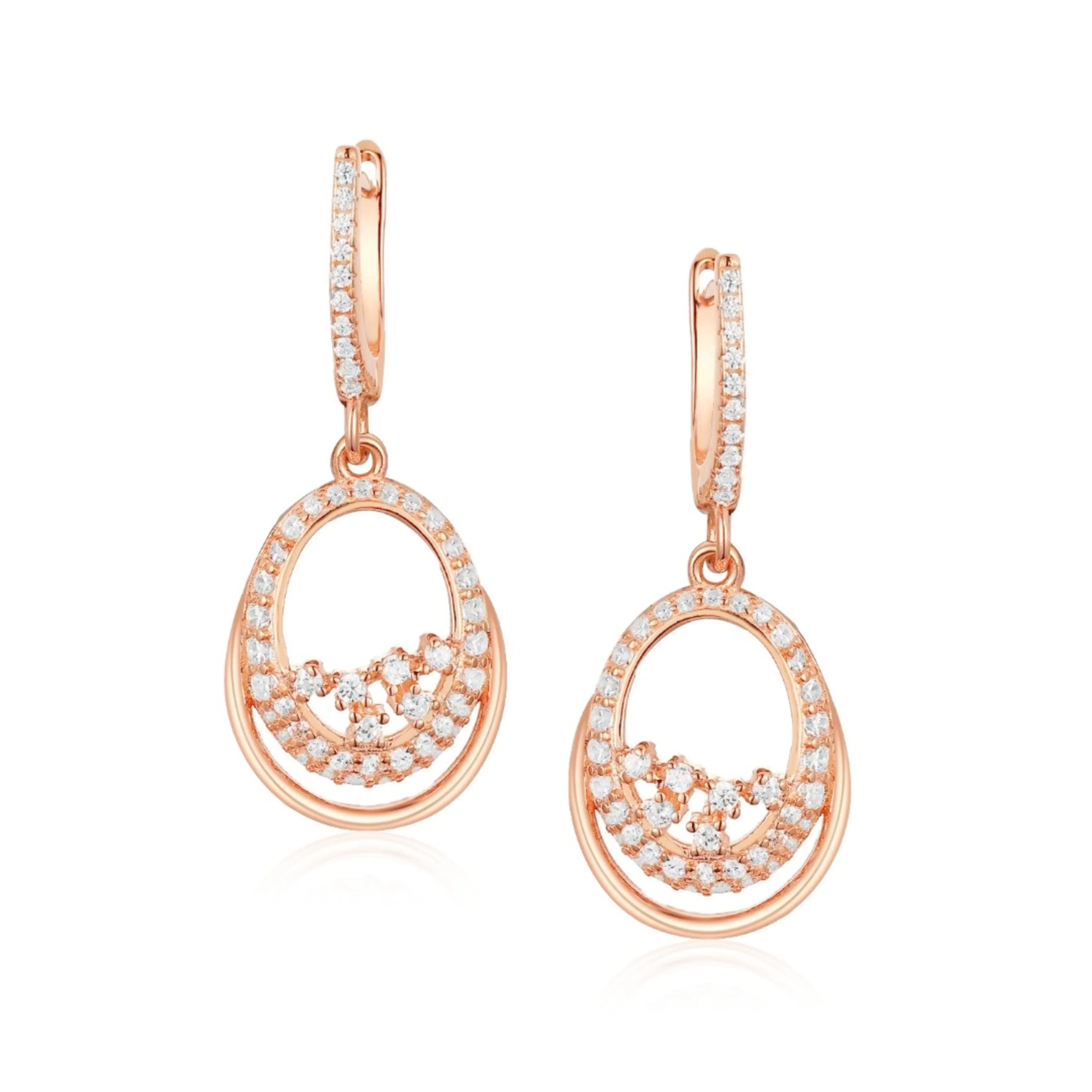 Sterling Silver Oval With CZ Earring Social Ornament Industrial Item