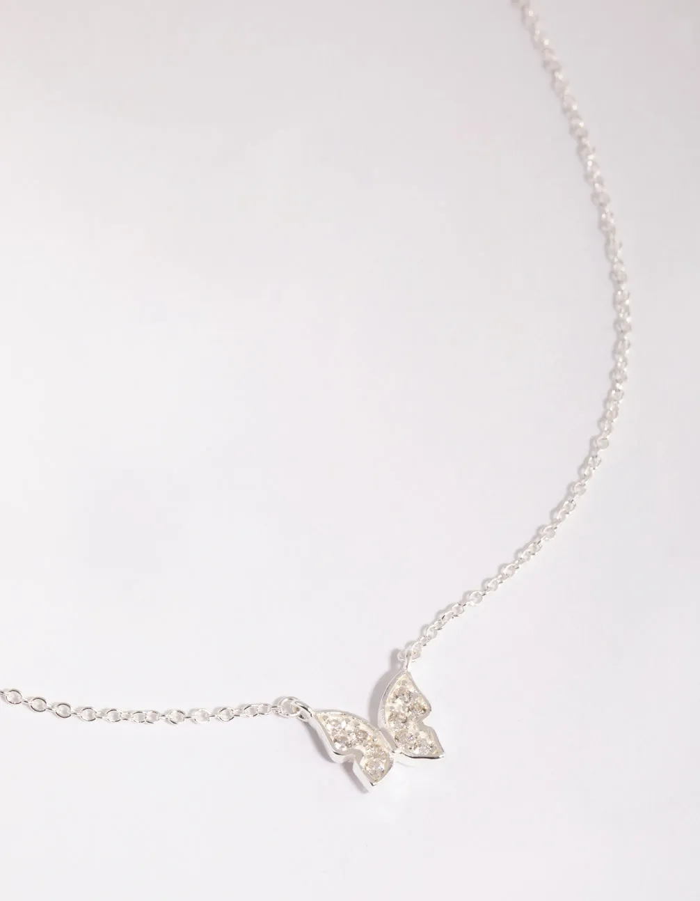 Bold Option Sterling Silver Pave Butterfly Necklace