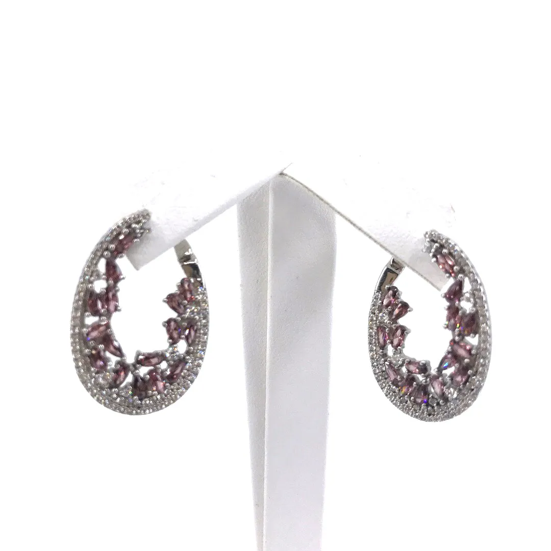 Sterling Silver Purple Loop Earrings Luxurious Aesthetic