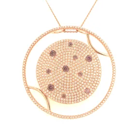 Sterling Silver Rose-Plated Large Round CZ Pendant Necklace Premium Present Modern Accent