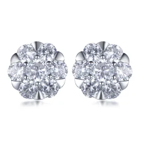 High-Quality Embellishment Festive Accent Sterling Silver Round Micropave CZ Stud Earrings