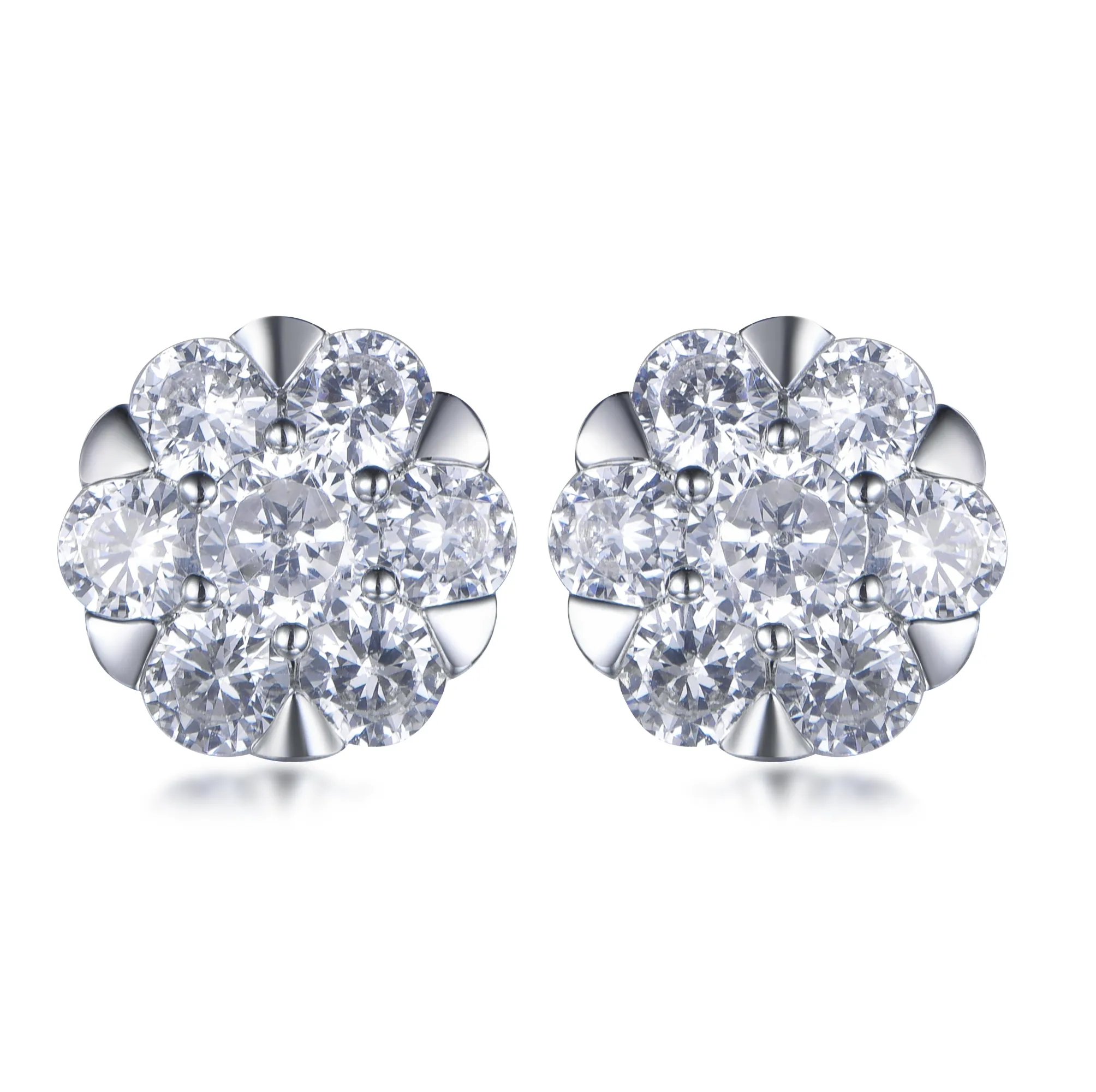 High-Quality Embellishment Festive Accent Sterling Silver Round Micropave CZ Stud Earrings