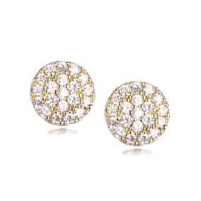 Linear Accessory Pearlescent Decoration Sterling Silver Round Micropave Stud Earrings
