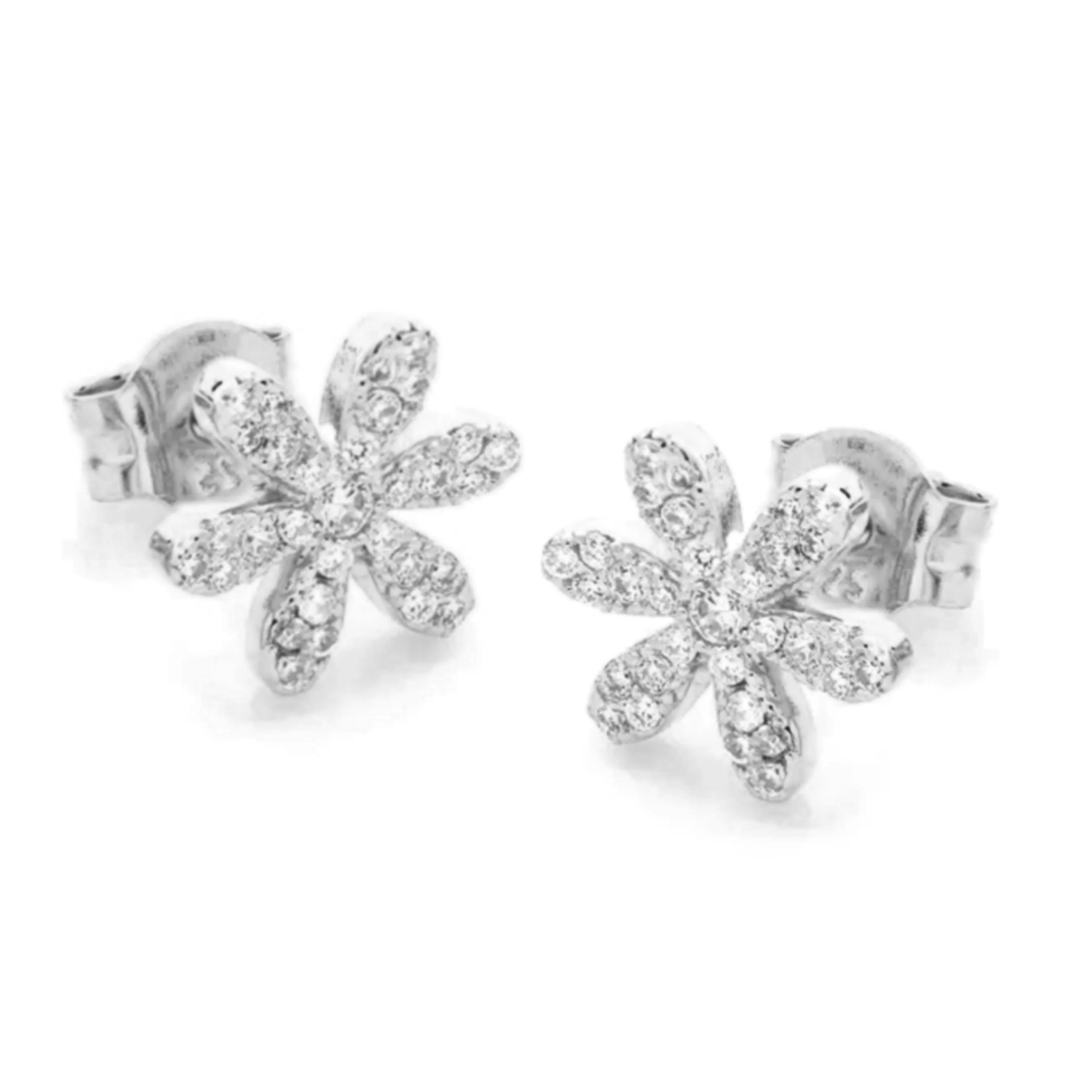 Comfortable Embellishment Beautiful Adornment Sterling Silver Six Thin Petal Flower Stud Earrings