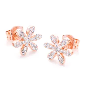 Oversized Adornment Sterling Silver Six Thin Petal Flower Stud Earrings