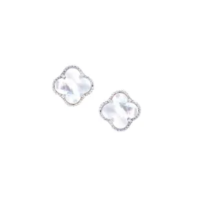 Cute Embellishment Vintage Jewelry Sterling Silver Small Clover Stud Earrings
