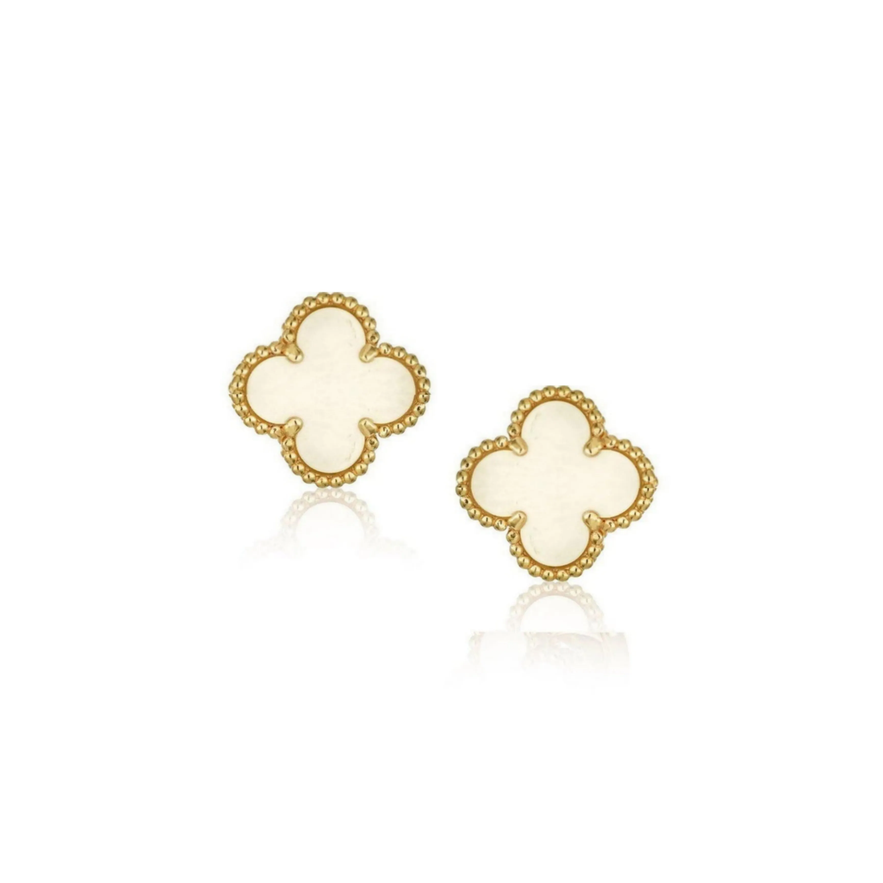 Iridescent Accent Square Jewelry Sterling Silver Small Clover Stud Earrings