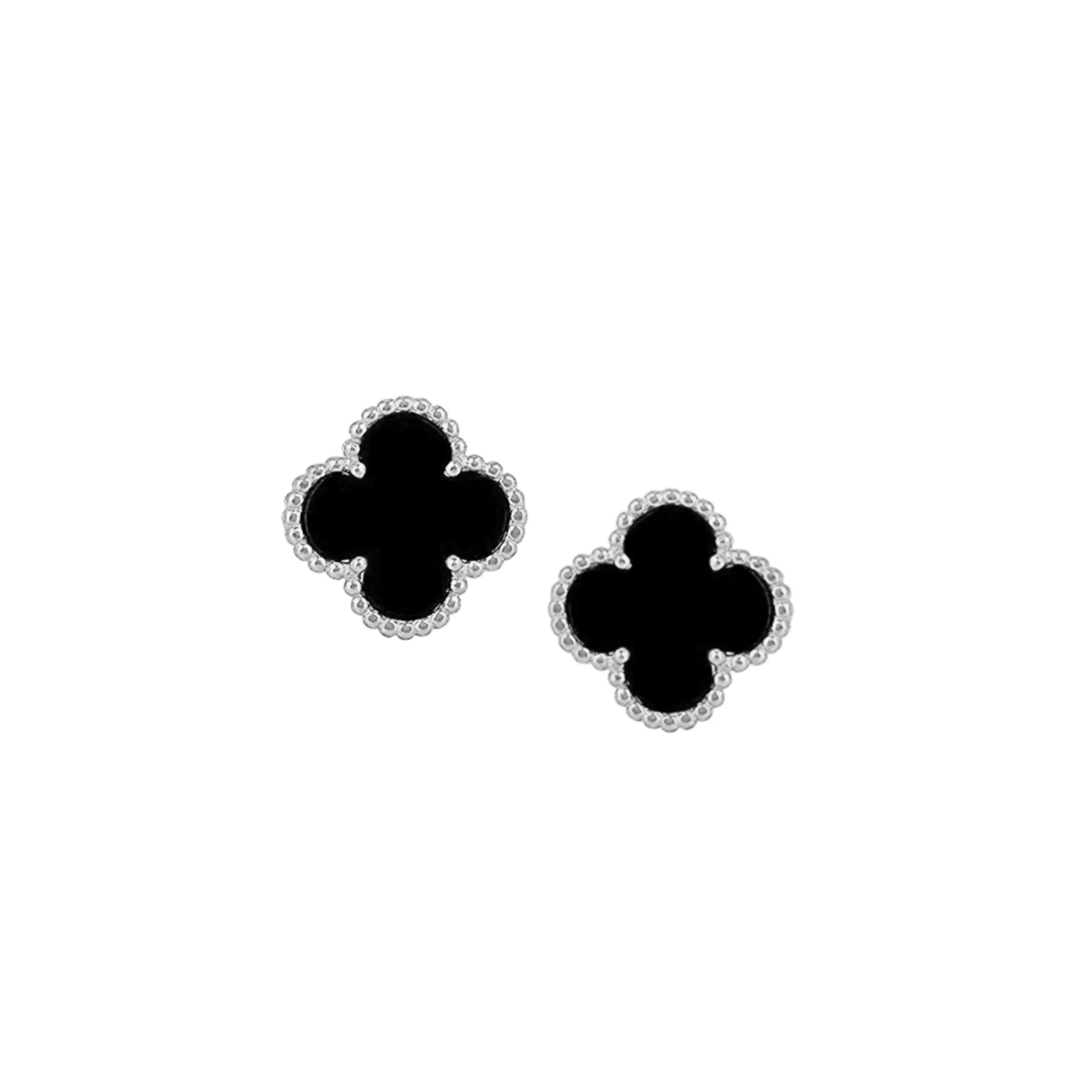 Luxurious Detail party accessory Sterling Silver Small Clover Stud Earrings