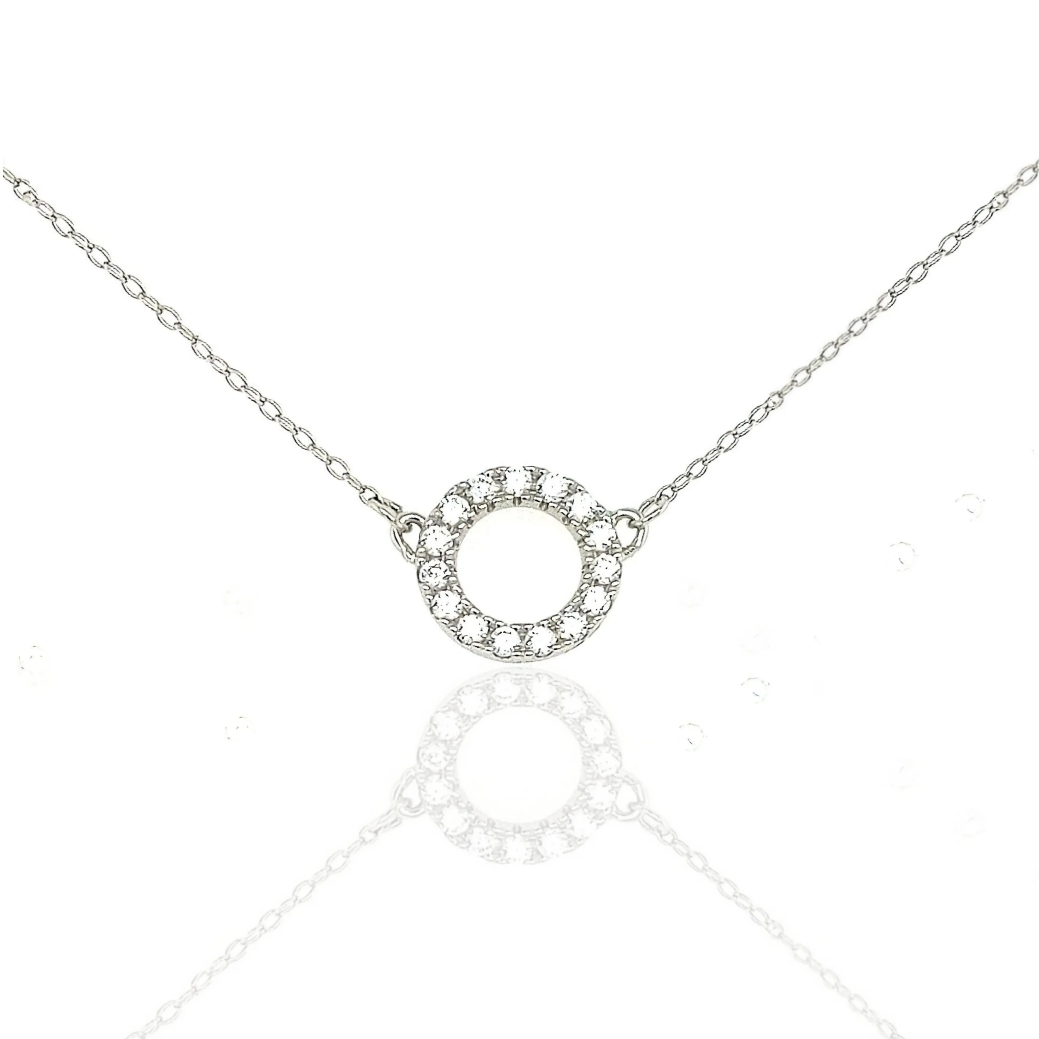 Urban Highlight Special Moment Sterling Silver Small CZ Circle Necklace