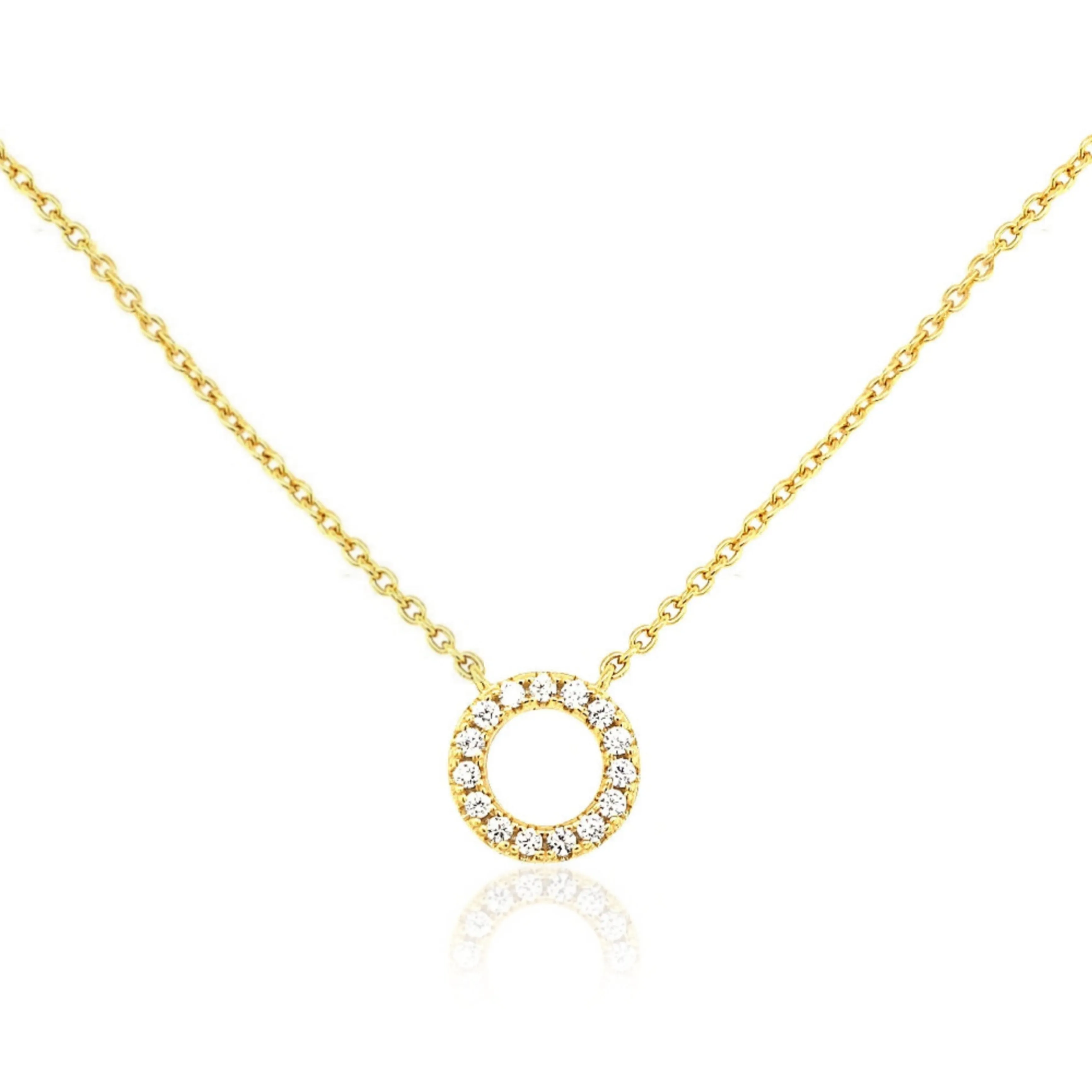 Sterling Silver Small CZ Circle Necklace Friendship Token