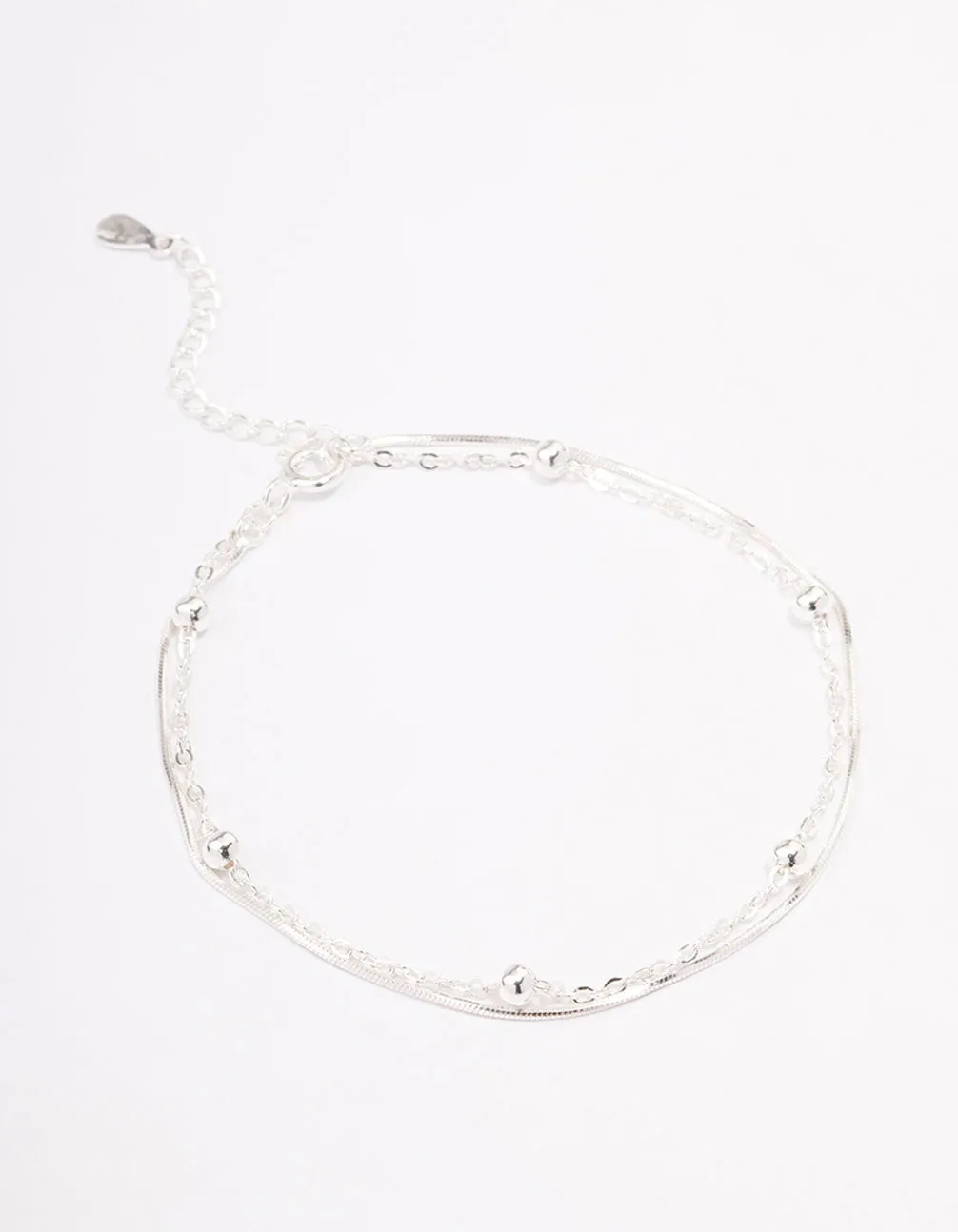 Daily Accessories Sterling Silver Snake Chain Ball Bracelet