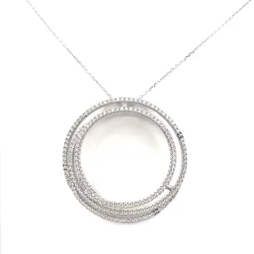 Sterling Silver Swirl Micropave CZ Pendant Necklace Body Adornment