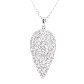 Sterling Silver Teardrop CZ Pendant Necklace Personal Gift