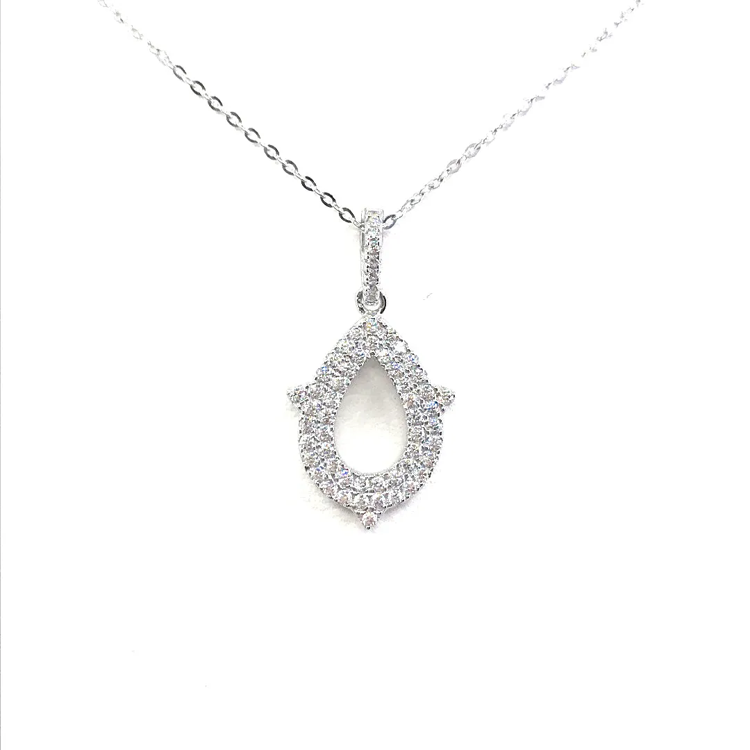 Sterling Silver Teardrop Pendant Necklace For Groom Soft Sparkle