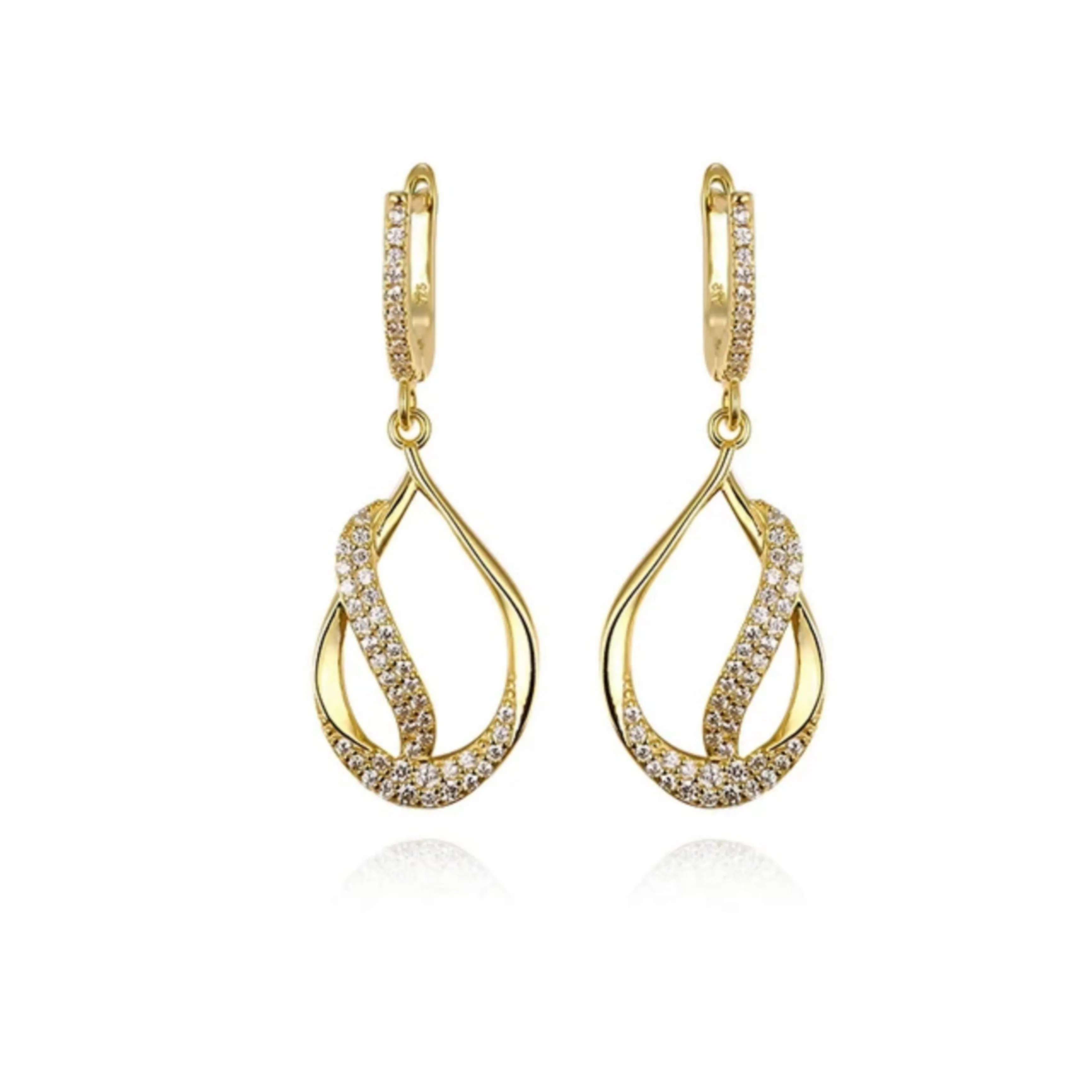 Exquisite Ornament Metallic Accessory Sterling Silver Teardrop With CZ Diagonal Line Earring