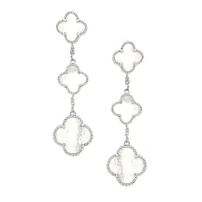 Sterling Silver Triple Mother of Pearl/Black Clover Earring Safe Embellishment