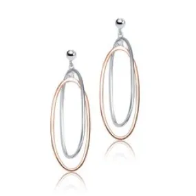 Sterling Silver Two-Tone Oval Earrings Splendid Decoration Gorgeous Choice