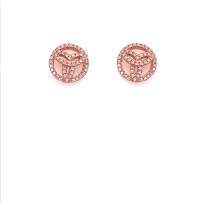 Rose Gold Plated Sterling Silver Circle Stud Earrings Lightweight Adornment
