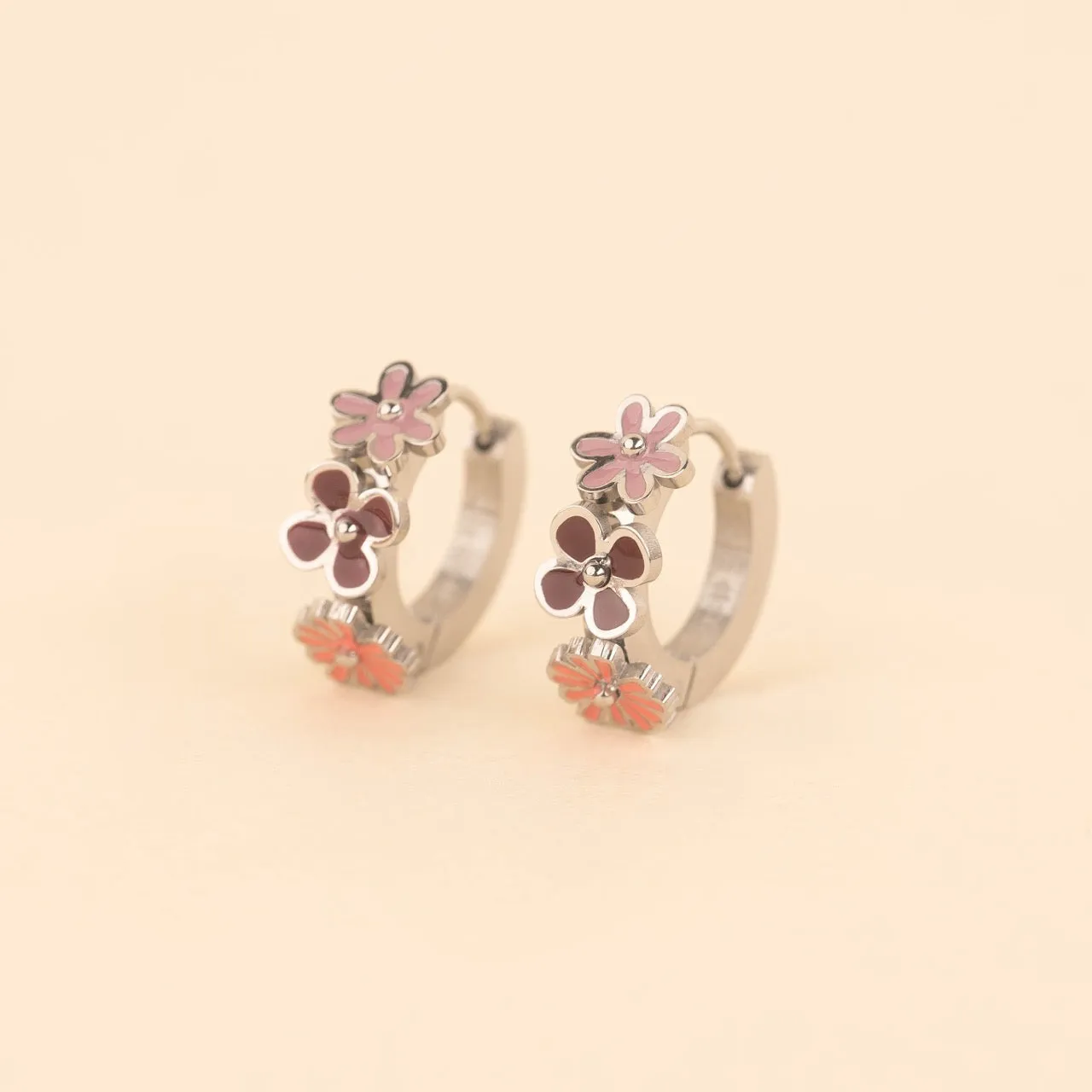 Flower 3D Huggie Hoop Earrings Pretty Jewelry