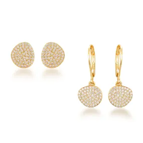 Gold Plated Surgical Steel CZ Natural Shape Earrings High-Quality Look Affordable Creation