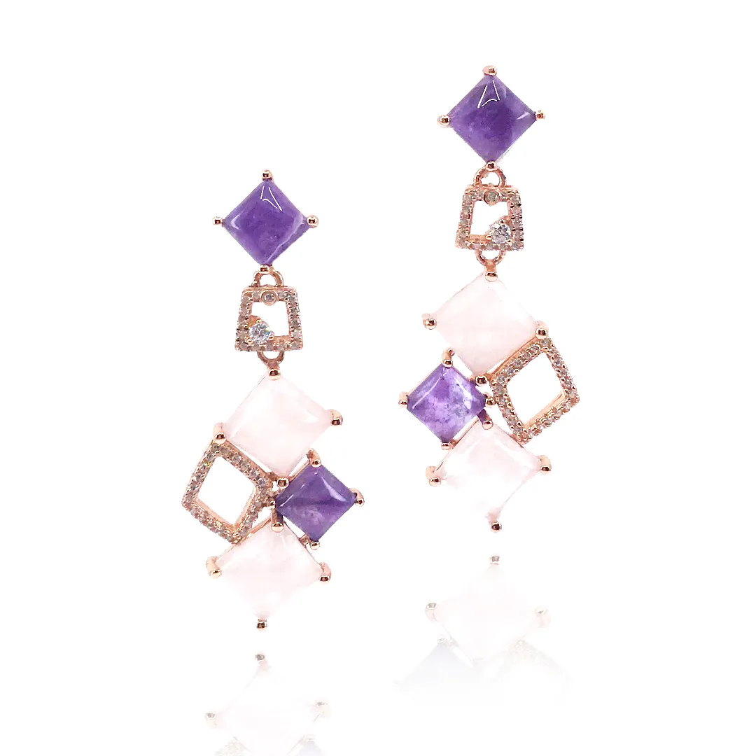 Sterling Silver Rose Gold Plated Geometric Earrings Stunning Option