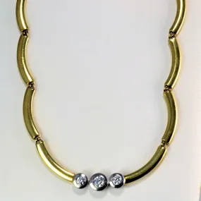 Bezel Set Three Diamond Scalloped Necklace | 0.60ctw | 18" Wedding Ensemble