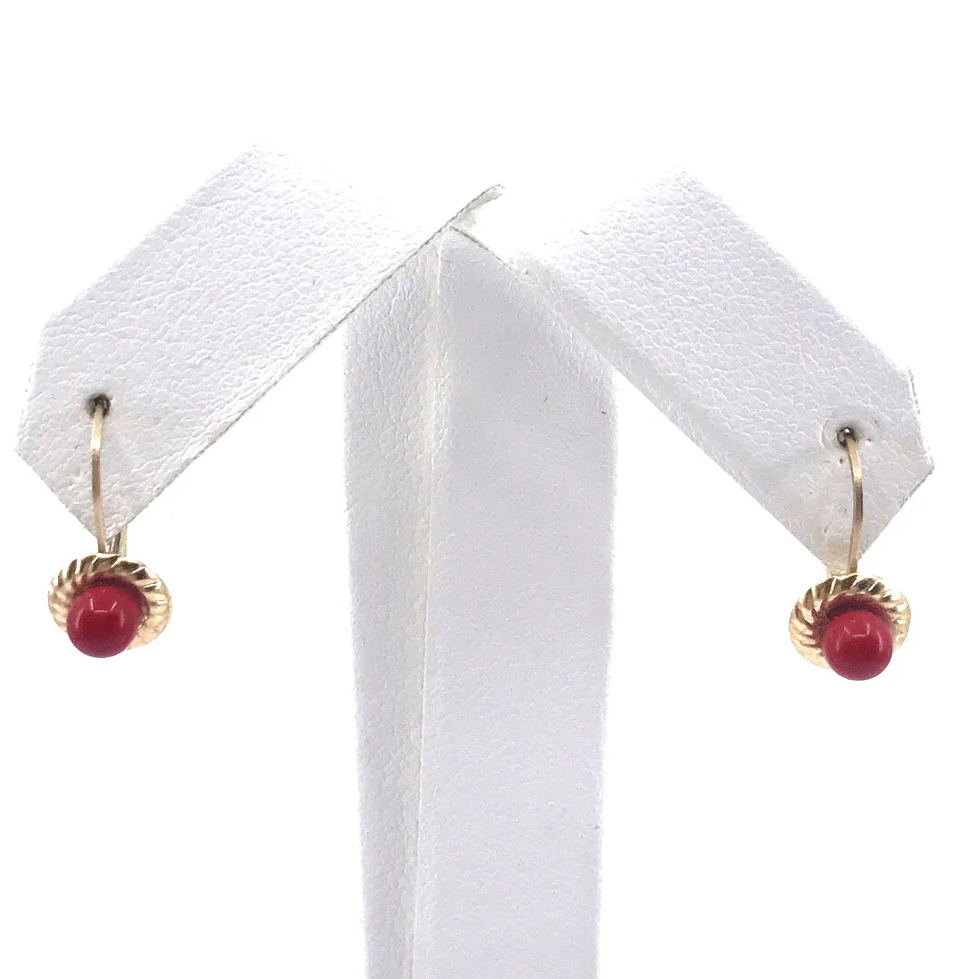 14K Gold Pearl Earrings Circular Trinket