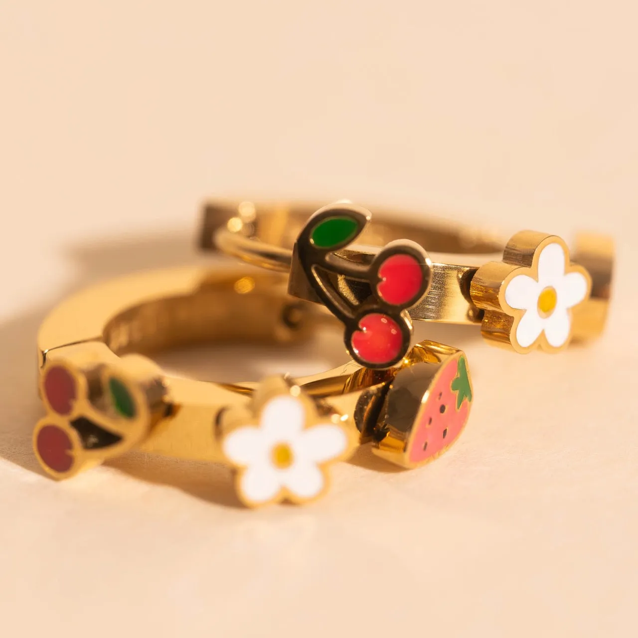 Berry Sweet 3D Huggie Hoop Earrings Daily Jewelry