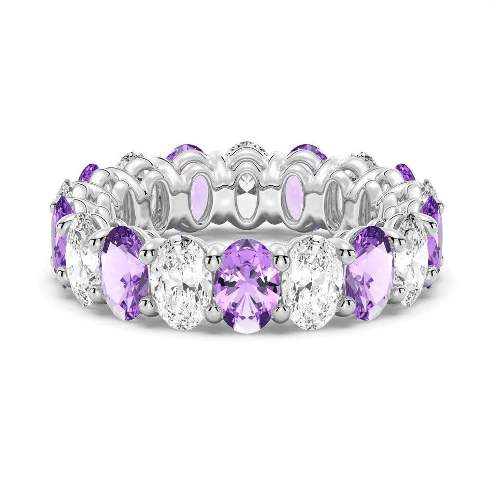 Seasonal Pick 6.6 CT. Lab Grown White Sapphire with Purple  Amethyst  Gemstone Band