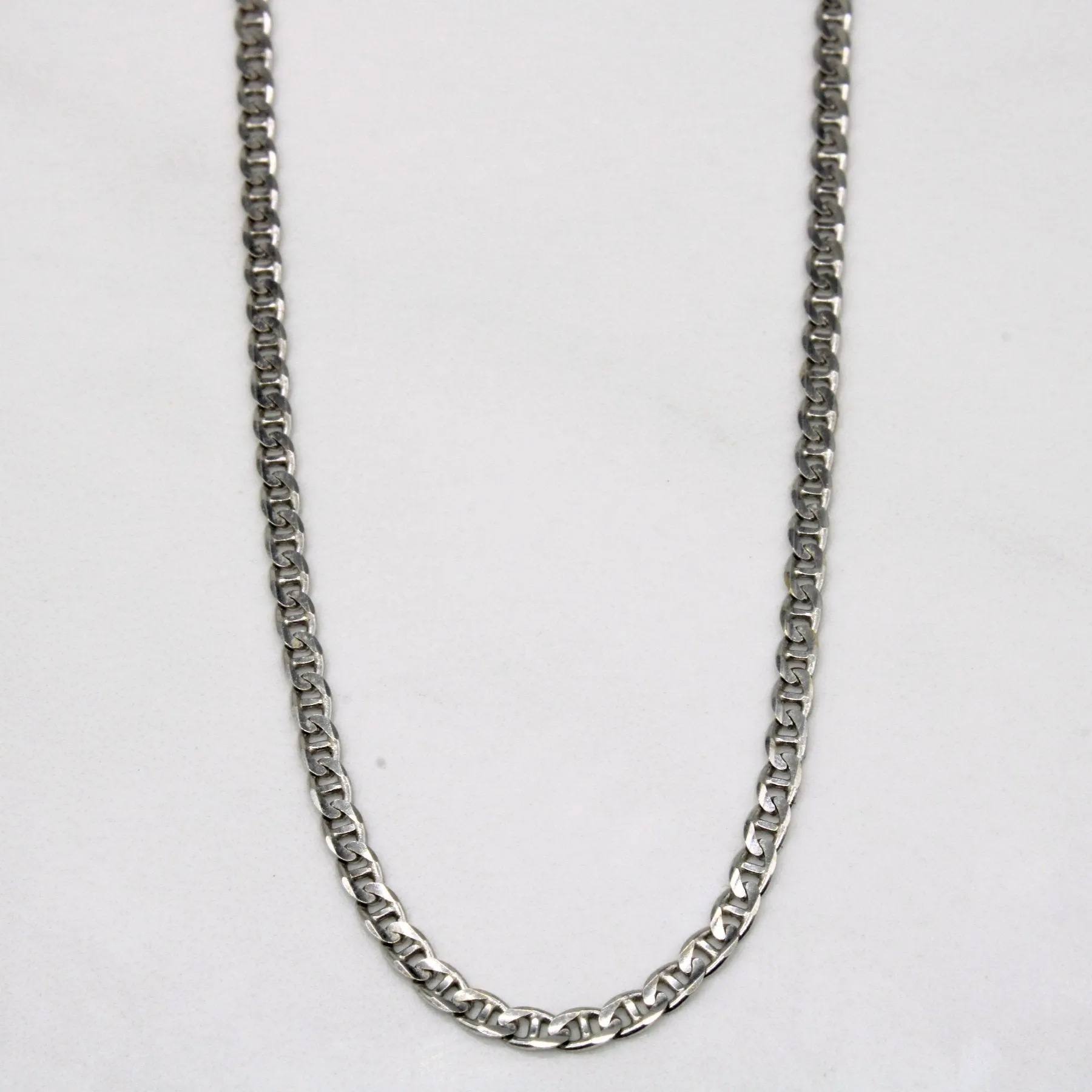 Romantic Occasion Gleaming Craft 10k White Gold Anchor Link Chain | 16" |
