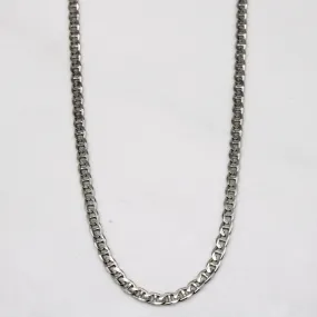 Romantic Occasion Gleaming Craft 10k White Gold Anchor Link Chain | 16" |