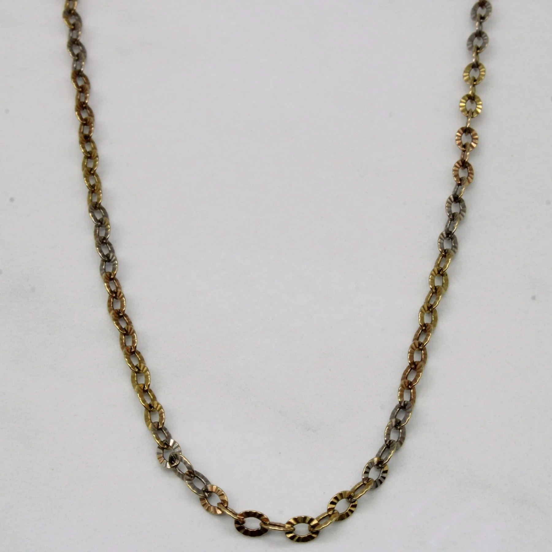10k Tri Tone Gold Circle Link Chain | 30" | Model Ready Formal Style