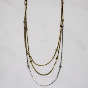 18k Two Tone Gold Necklace | 16" | Versatile Sparkle Elegant Touch