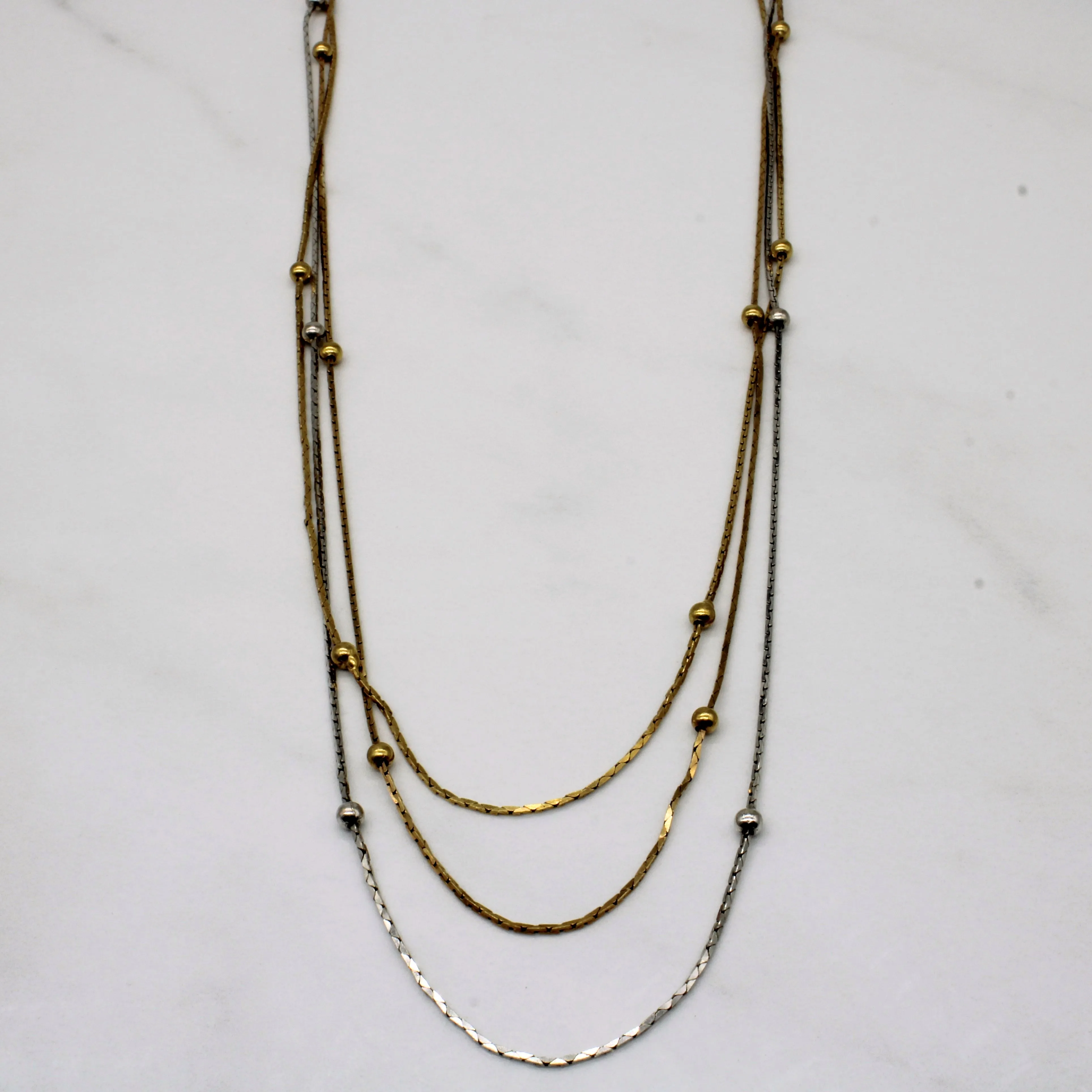 18k Two Tone Gold Necklace | 16" | Versatile Sparkle Elegant Touch