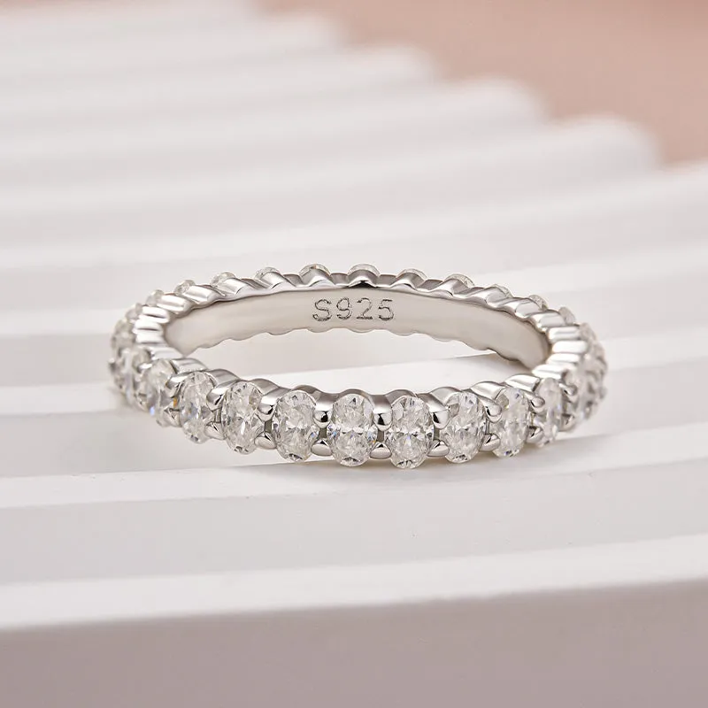 Crisp Accent Travel Style Louily Moissanite 3.0 Ct Oval Cut Full Wedding Band for Women