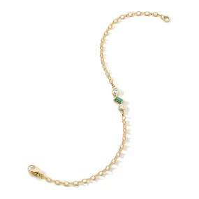 Iconic Feel Handcrafted Accessories Emerald and Lab Grown Diamond Accented Chain Bracelet