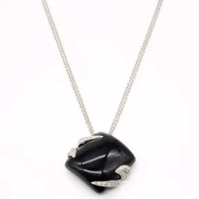 Onyx & Diamond Pendant & Necklace | 22.50ct, 0.25ctw | 16" | Delicate Craft Flawless Finish