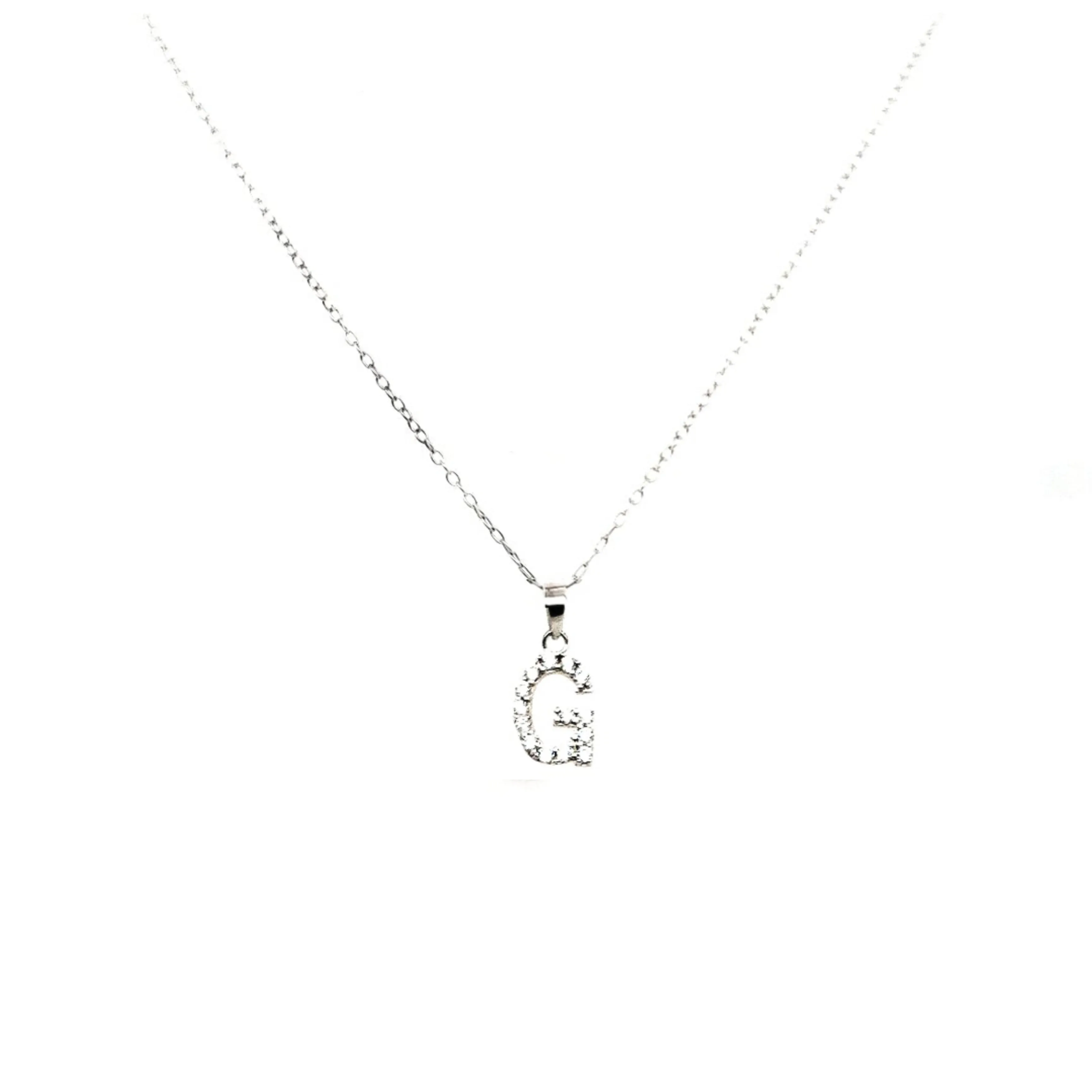 Sterling Silver And CZ Initial Pendant Necklace Delicate Jewelry