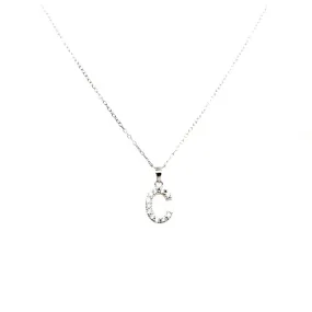Marvelous Adornment Sterling Silver And CZ Initial Pendant Necklace