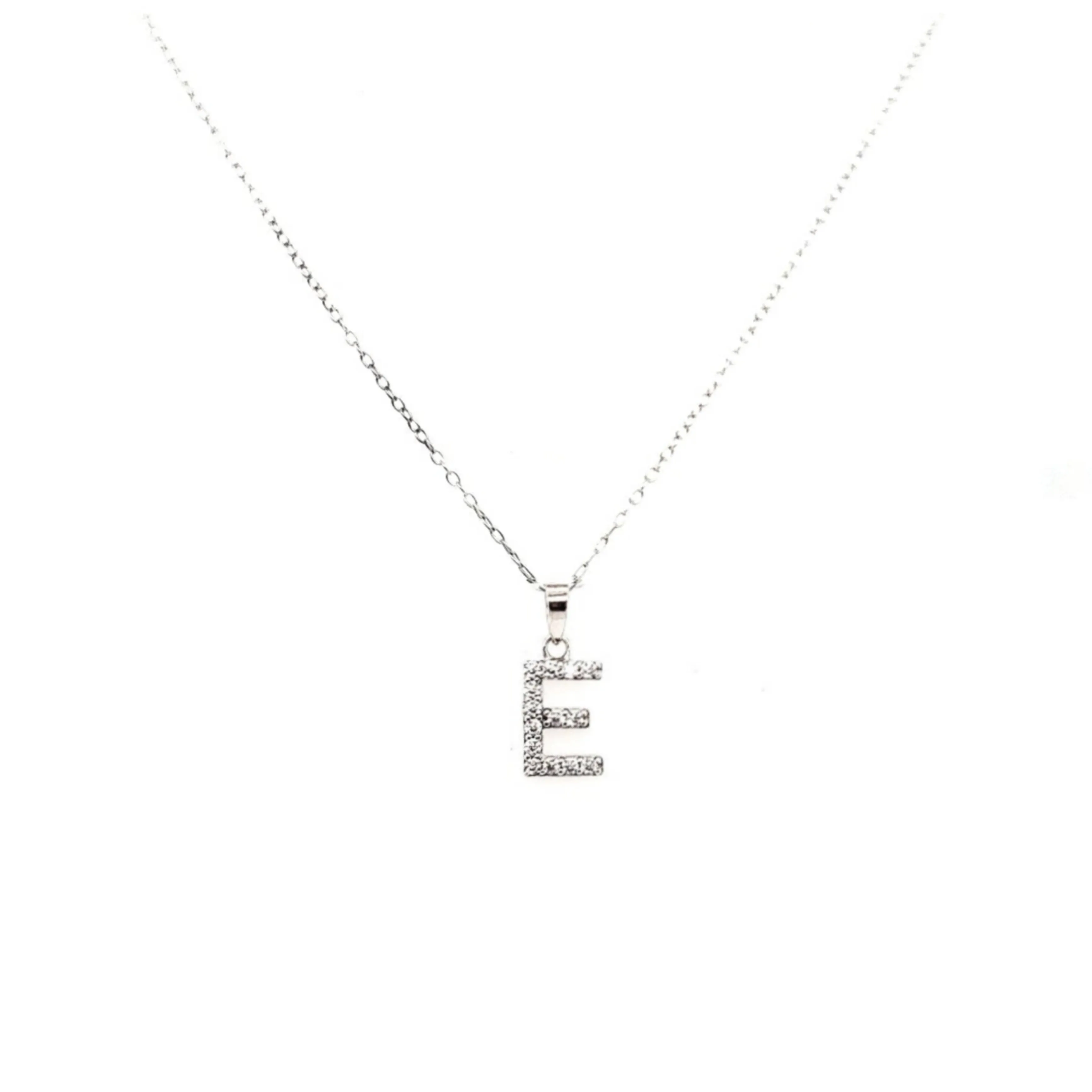 Personalized accessory Sterling Silver And CZ Initial Pendant Necklace
