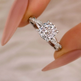 Refined Gift 2.0Ct Cushion Cut Twist Engagement Ring Travel Ring In Sterling Silver