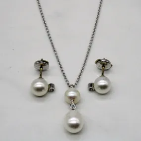 Vibrant color Timeless Feature Birks' Diamond & Pearl Earring & Necklace Set | 0.15ctw | 16" |