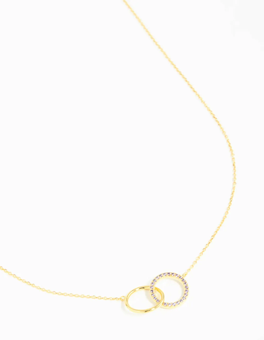 Gold Plated Sterling Silver Pave Link Hoop Necklace Glam Ready Trend Style