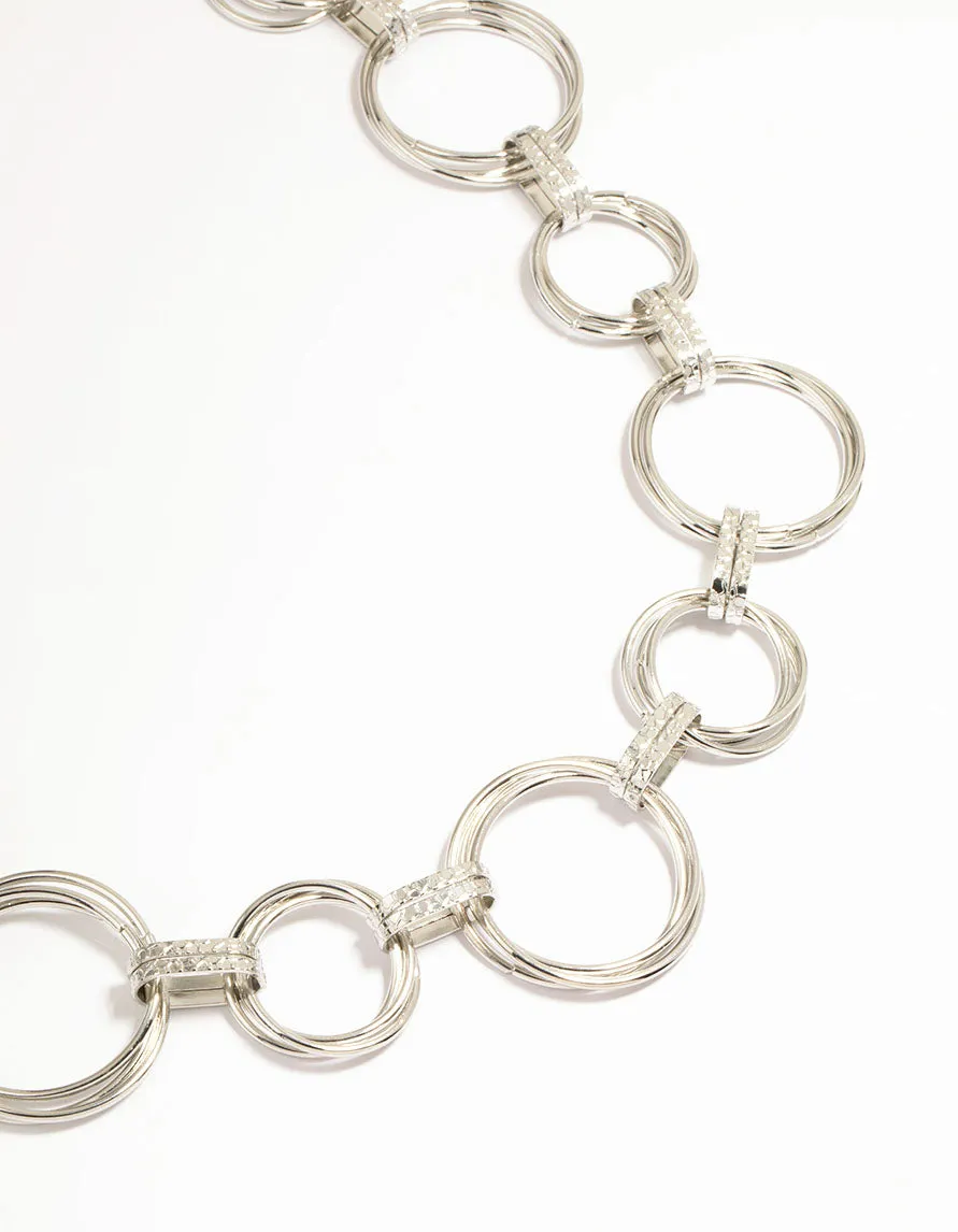 Silver Mixed Circle Link Belt Handcrafted Form