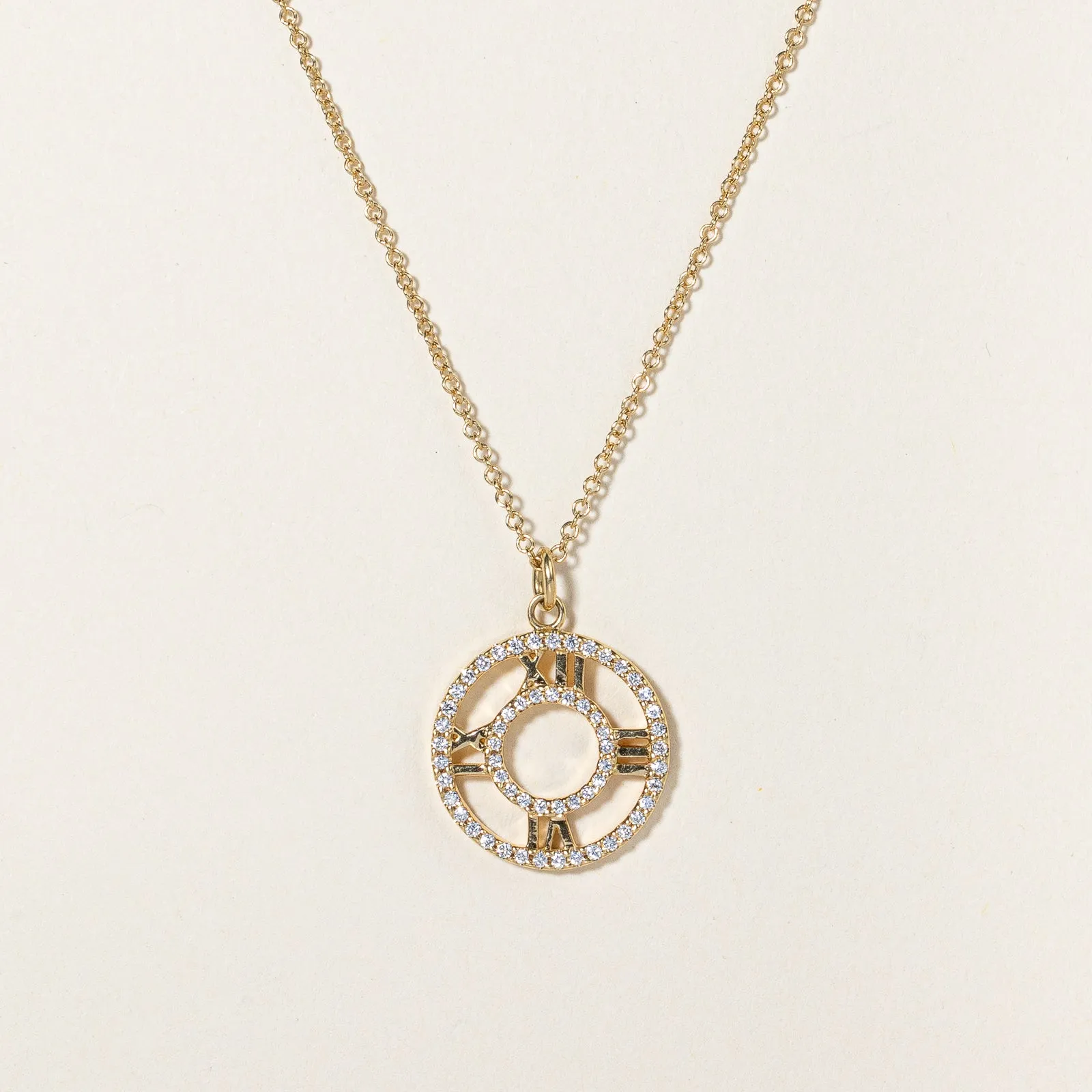 'Tiffany & Co' Diamond Atlas Pendant & 18k Necklace | 0.30ctw | 16" | Wedding Ensemble