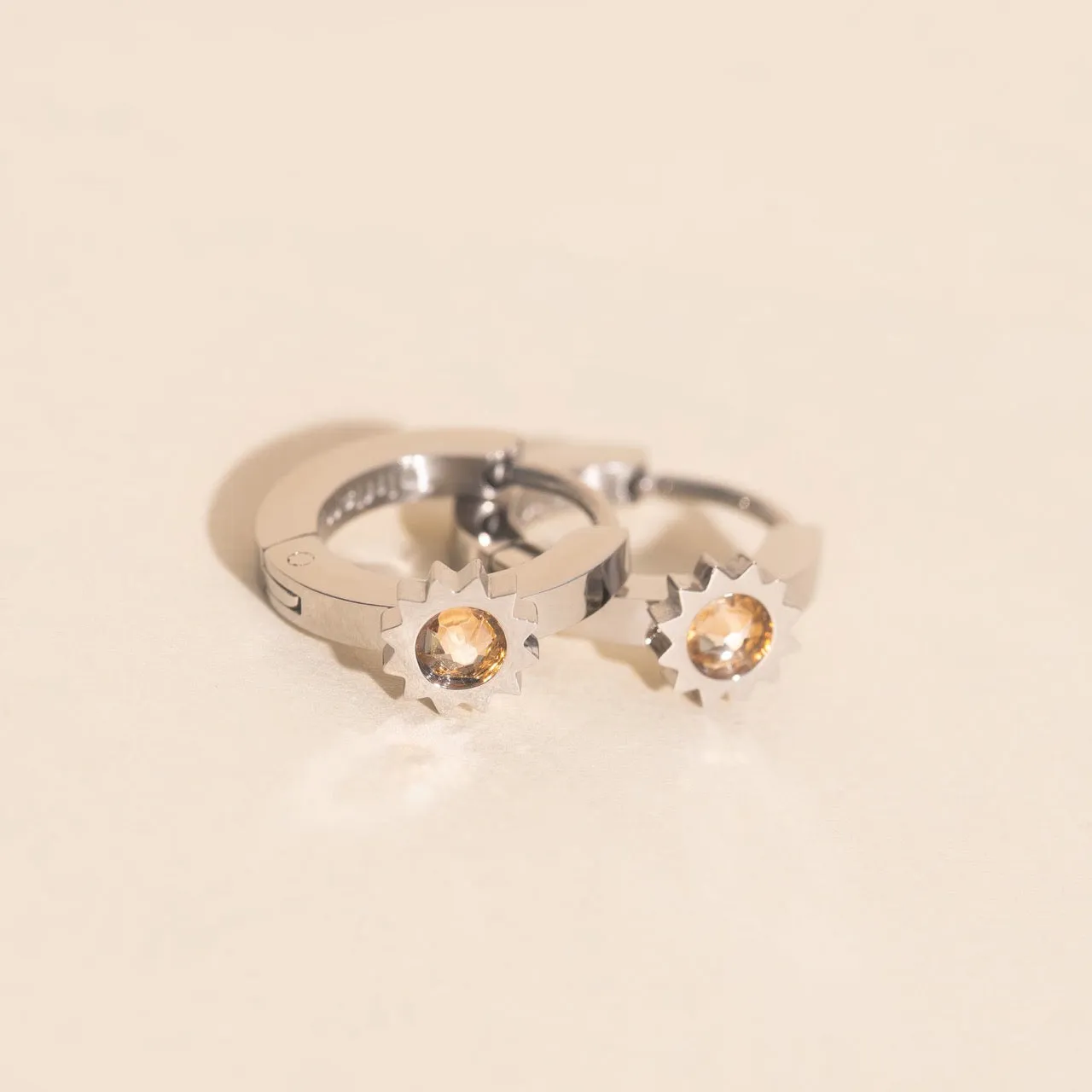 Sun 3D Huggie Hoop Earrings Charming Jewelry Secure Feature