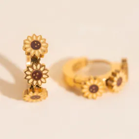 decorative element Dainty Decoration Sunflower 3D Huggie Hoop Earrings