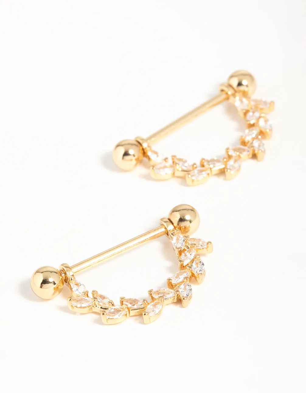 Surgical Steel Cubic Zirconia Vine Nipple Bars 2-Pack Graceful Elegance Timeless Piece