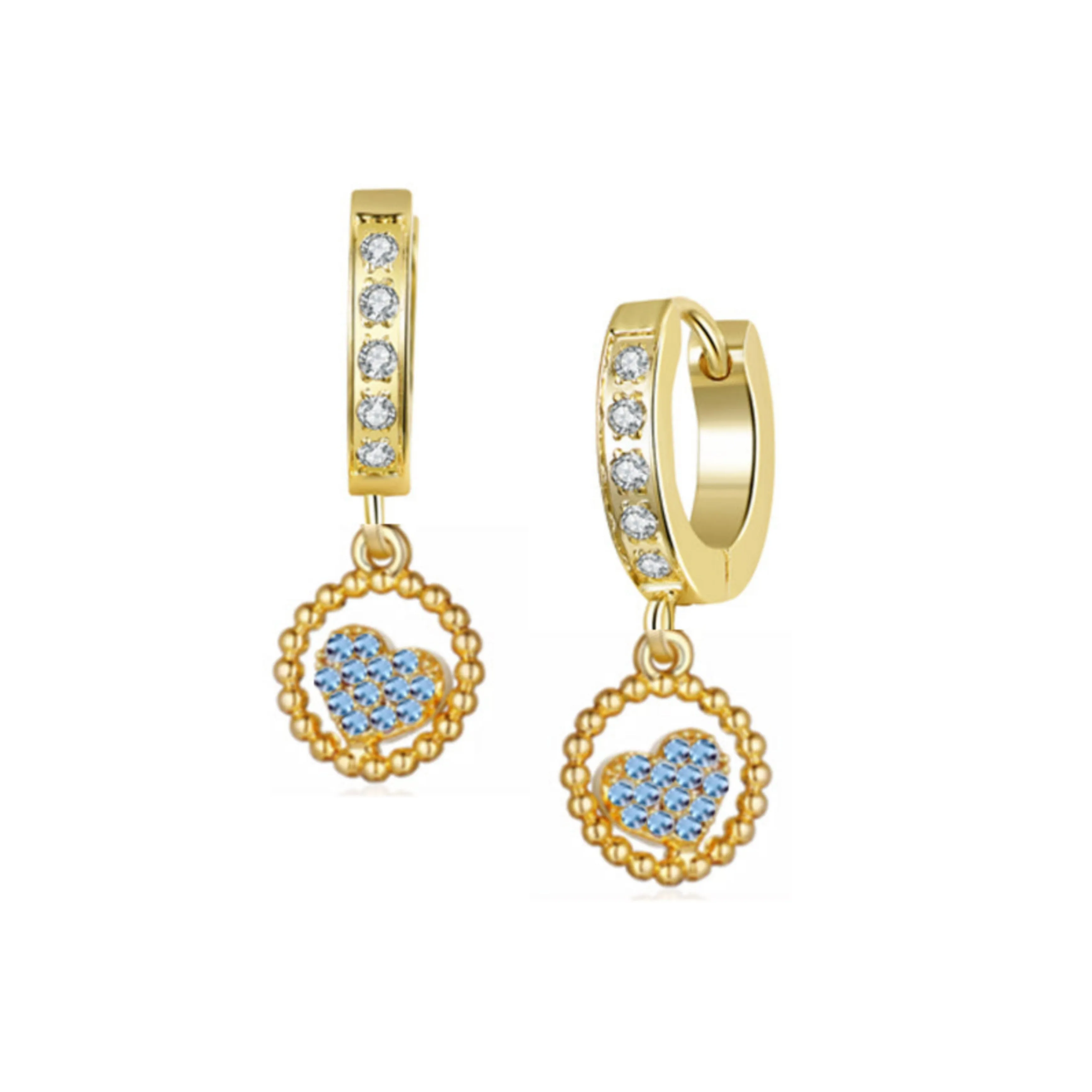 Beautiful Element Surgical Steel CZ Circled Angled Heart Shape Earrings