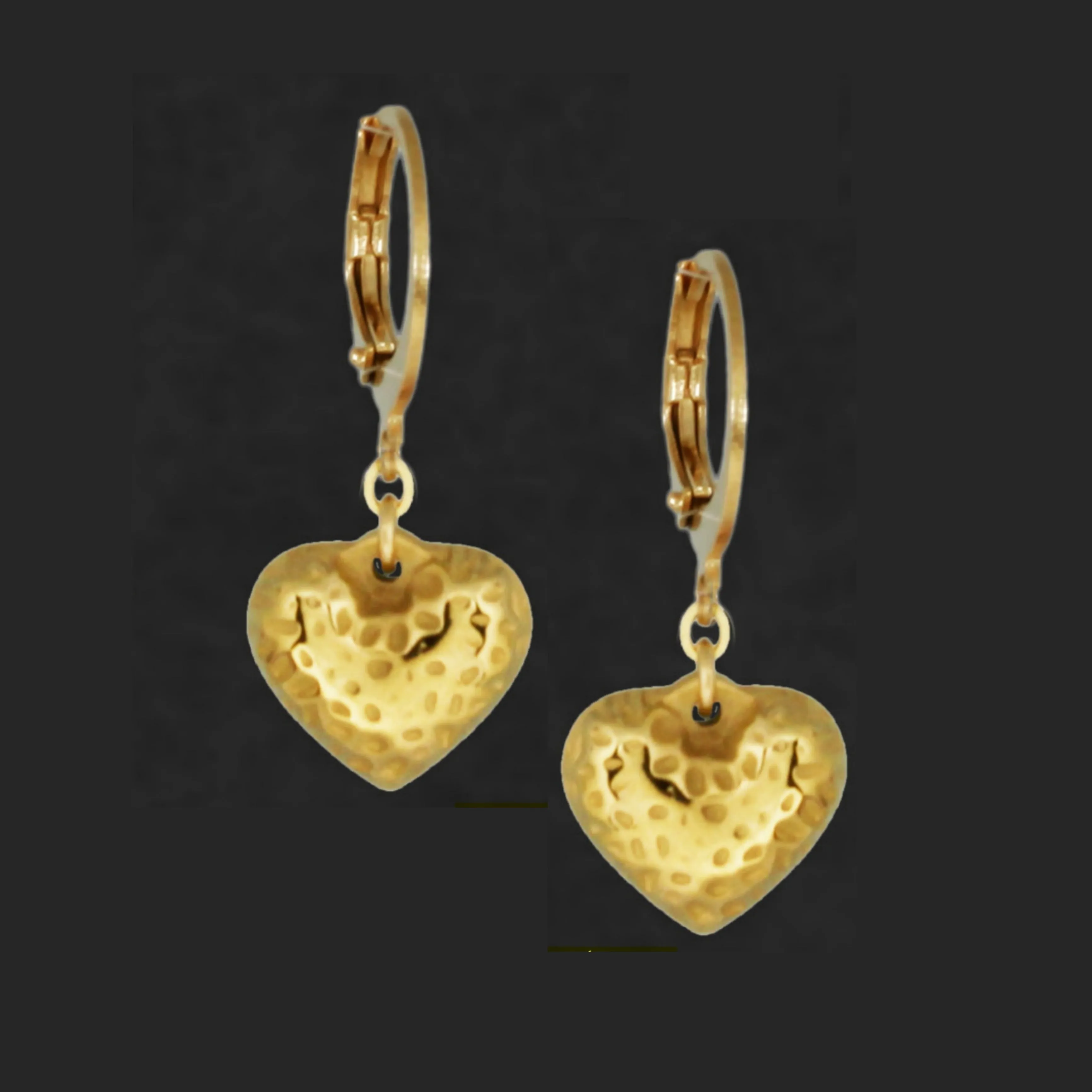Surgical Steel Large Puffy Heart Earring Geometric Decoration Glittering Essential